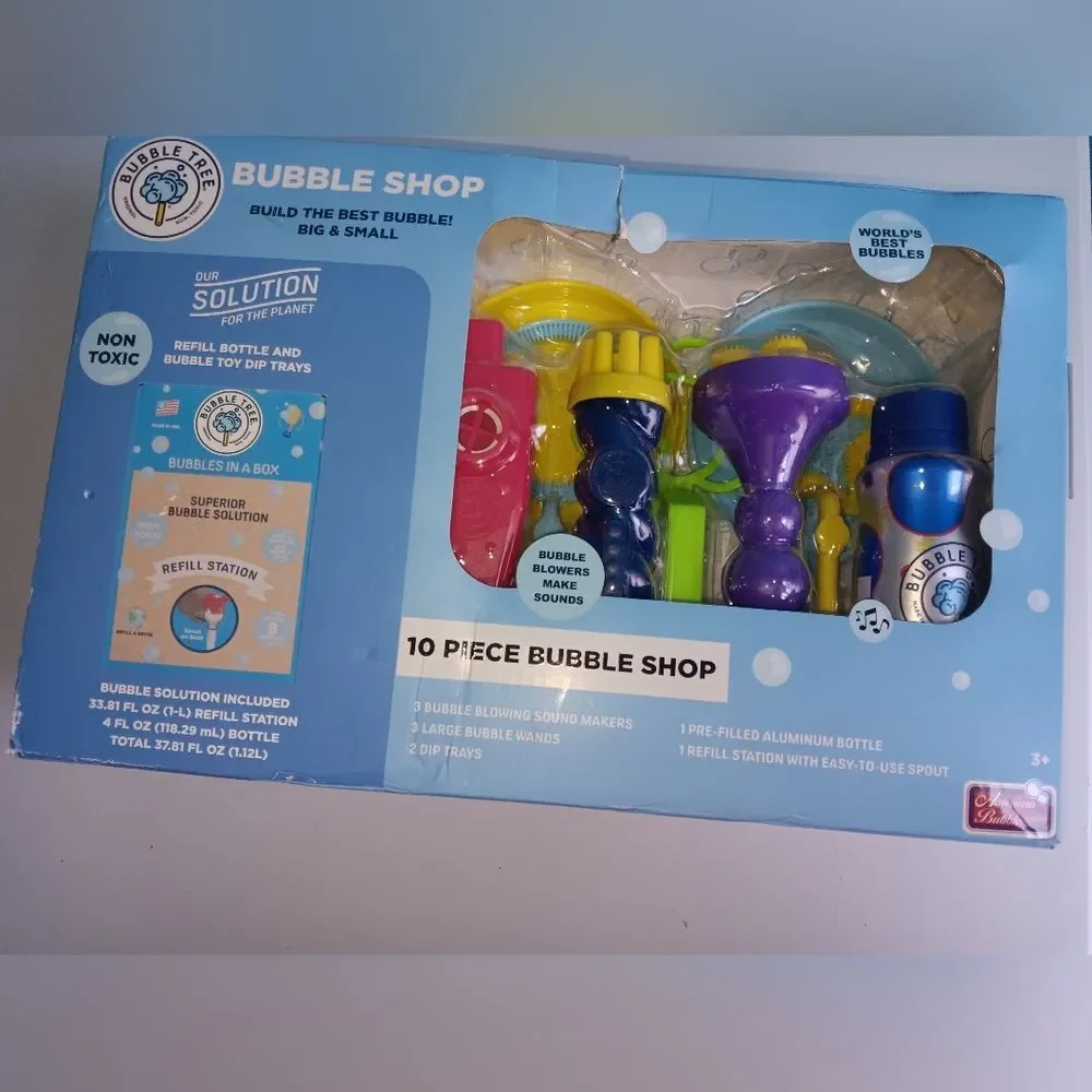 American Bubble Company Bubble Tree Non-Toxic 10-Piece Bubble Shop NWOT